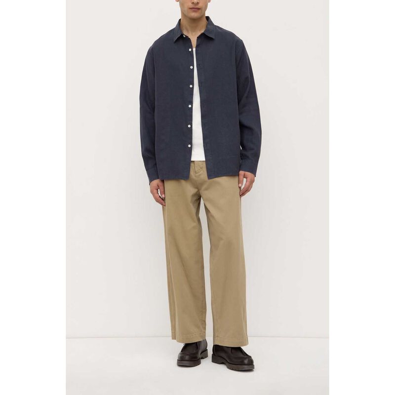 Assembly Label Everyday Mens Linen Long Sleeve Shirt True Navy image number 3